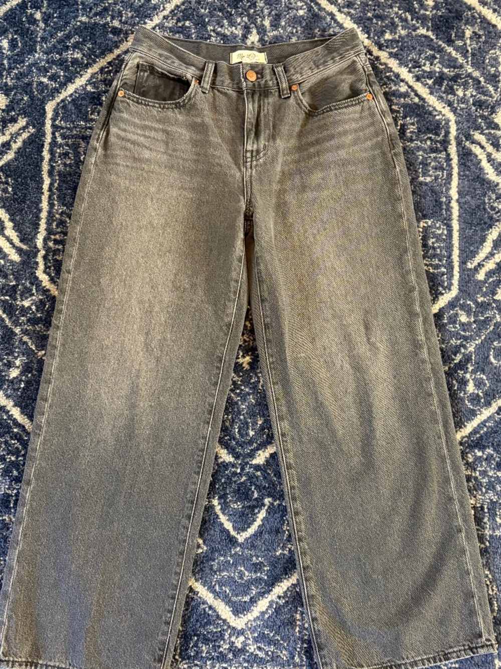 Madewell Superwide-Leg Jeans Washed Black High Rise 26P Petite